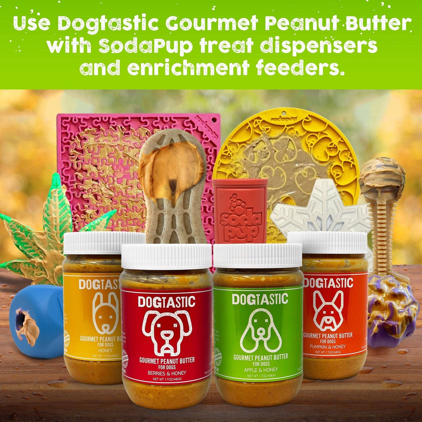 Dogtastic Beurre de Cacahuète Gourmet pour Chiens - Graines de Lin