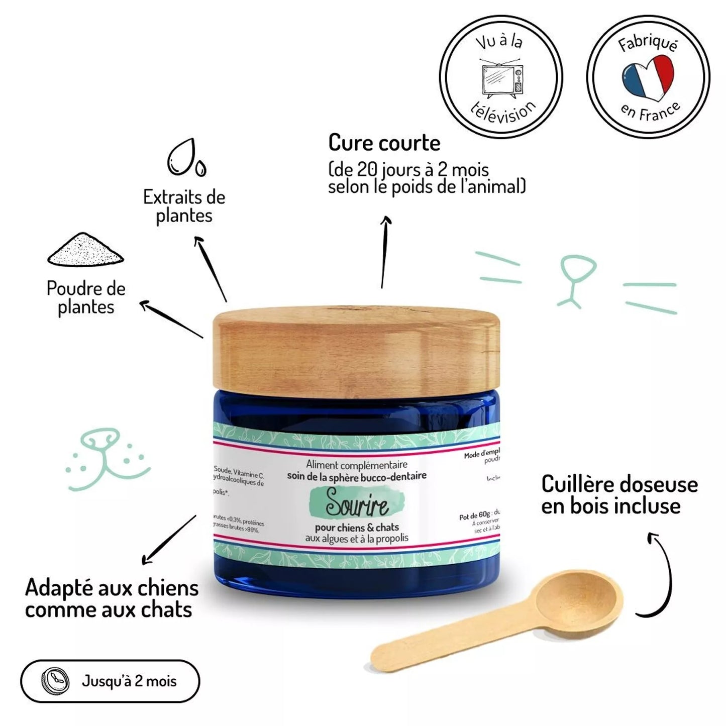 Anti-tartre et bonne haleine – Cure courte – Complément alimentaire chien et chat