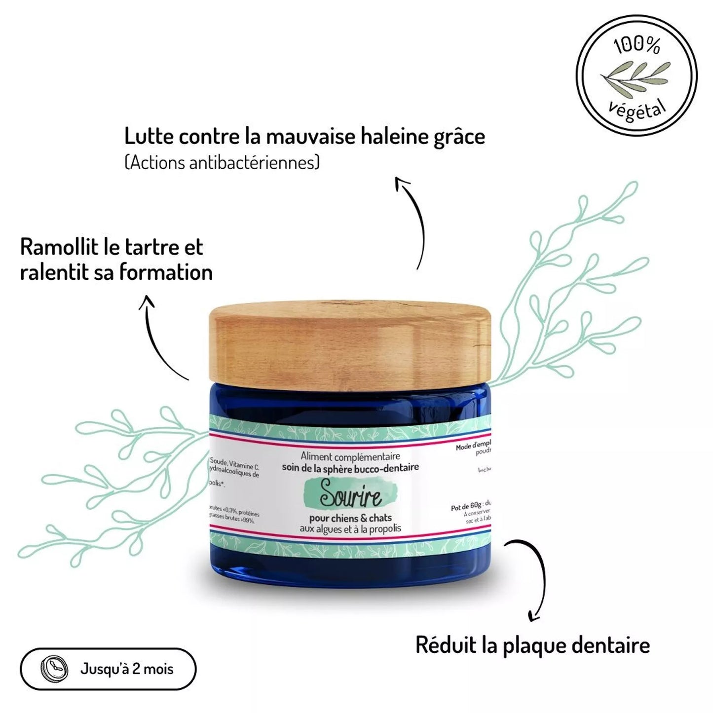 Anti-tartre et bonne haleine – Cure courte – Complément alimentaire chien et chat
