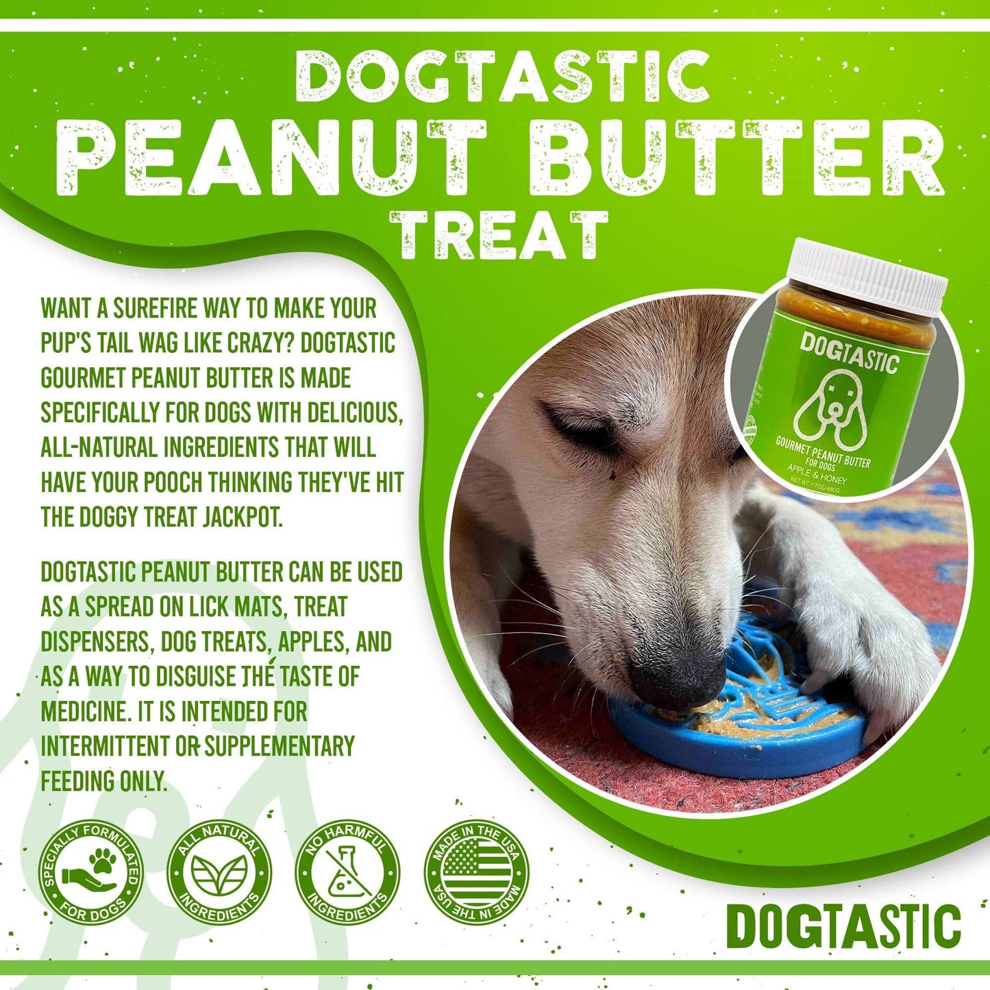 Dogtastic Beurre de Cacahuète Gourmet pour Chiens - Graines de Lin