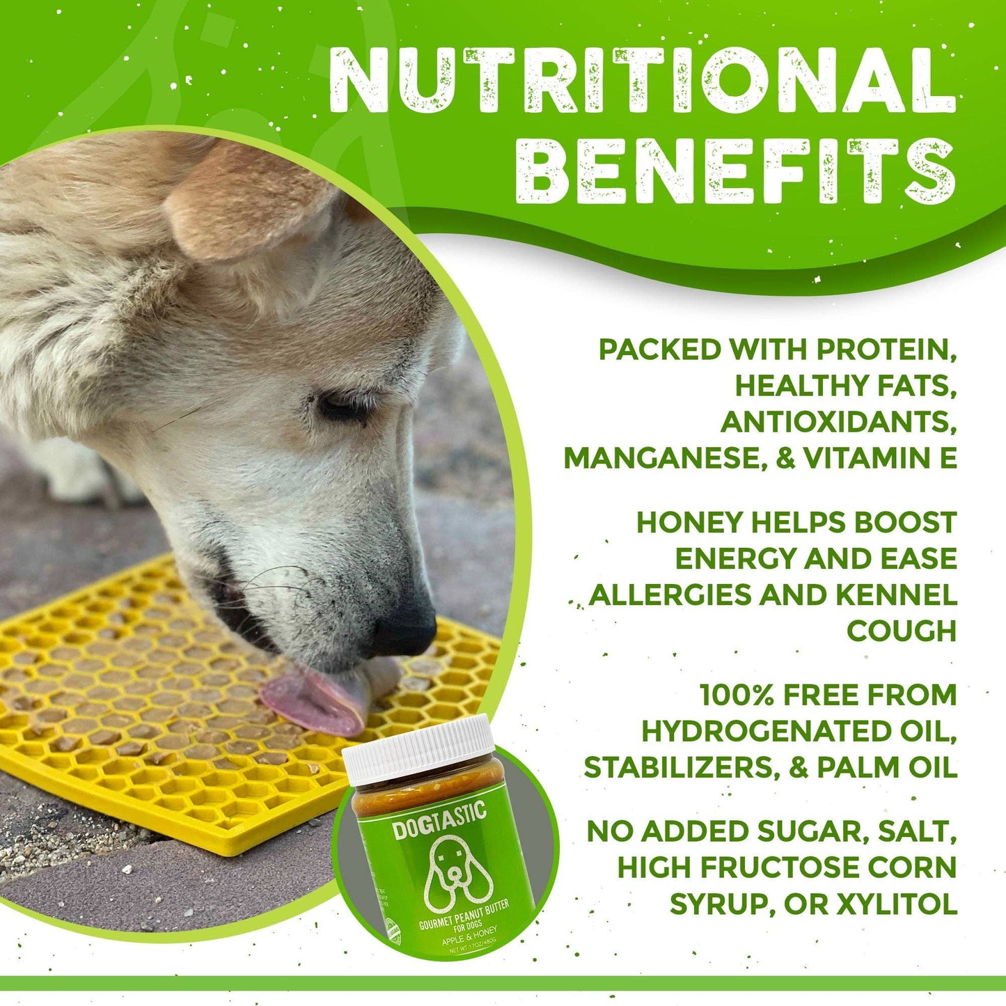 Dogtastic Beurre de Cacahuète Gourmet pour Chiens - Saveur Pomme & Lin