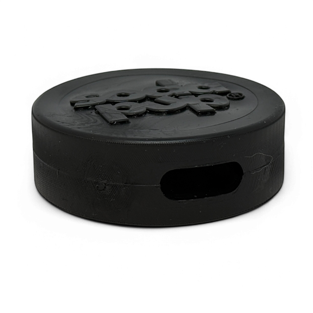 Puck de hockey durable PUP-X porte-gâteries en caoutchouc et jouet à mâcher