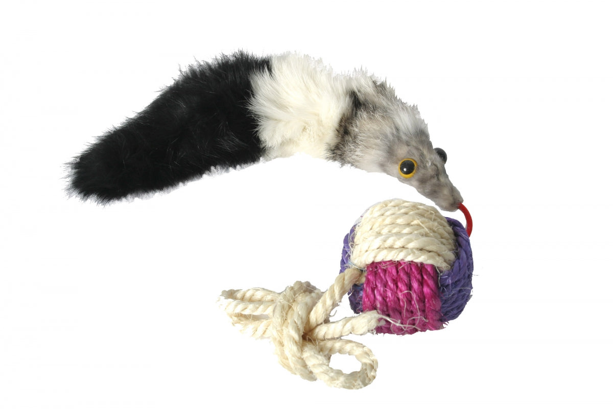 Boule sisal et fourrure pour chat