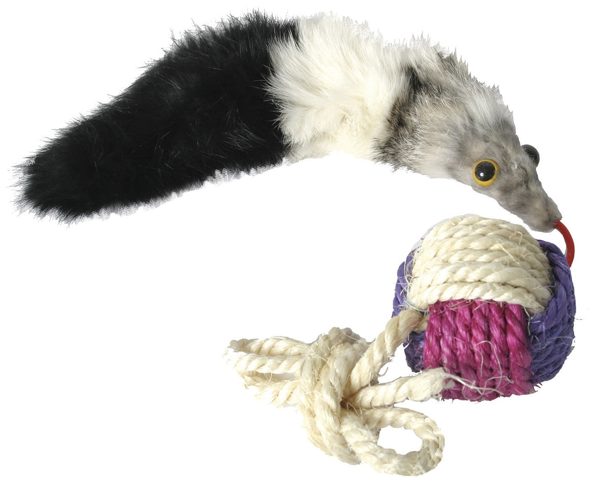 Boule sisal et fourrure pour chat