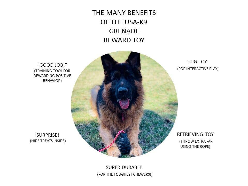 USA-K9 Magnum Grenade - Jouet à mâcher - Jouet récompense